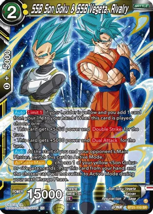BT21-110 SR SSB Son Goku & SSB Vegeta, Rivalry